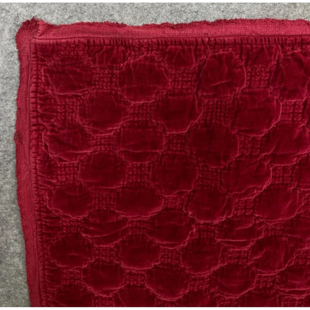 Pottery Barn Velvet Lattice Stitch Quilted King Pillow Sham Deep Red